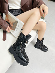 Chanel platform quilted leather combat boots - 4