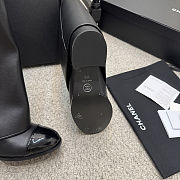 Chanel black leather fold-over boots with a cap toe and button details  - 4
