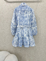 Zimmermann Floral Mini Dress, Mock Neck, Puff Sleeves, Belted Waist  - 3