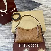 Gucci GG Emblem embossed leather small shoulder bag in brown color 22×14×8cm - 1