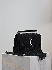 Saint Laurent Suede Fringe College Shoulder Bag 24x17x6cm - 4
