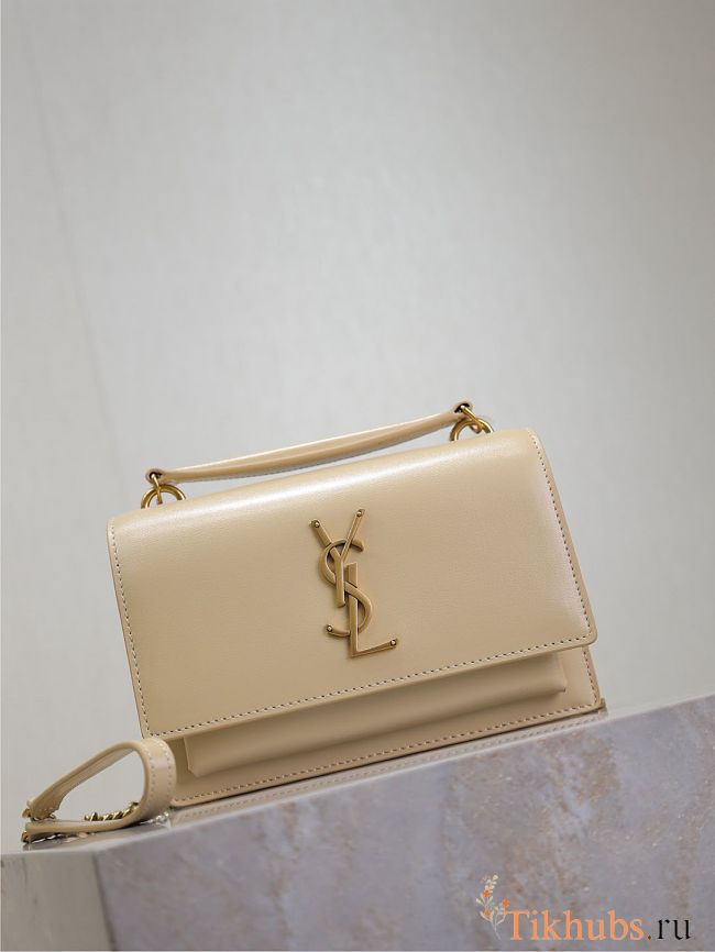 Saint Laurent Sunset Medium shoulder bag in beige smooth calfskin leather 19x14x5.5cm - 1
