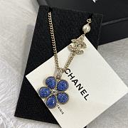  Chanel Blue Camellia Enamel Crystal Necklace - 6