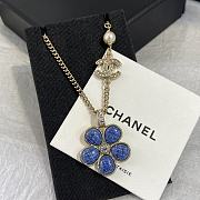  Chanel Blue Camellia Enamel Crystal Necklace - 4