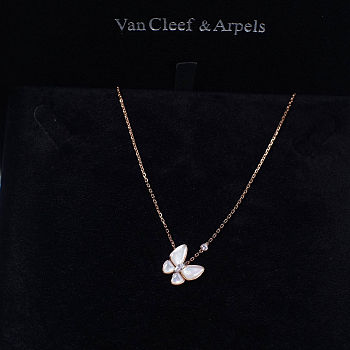 Van Cleef & Arpels necklace with a white butterfly pendant