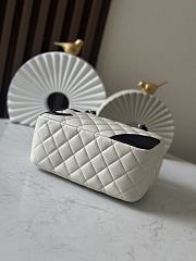 Chanel Mini Ligne Cambon Bowler bag in white lambskin leather with a black CC logo and handles 12*21*9cm - 4