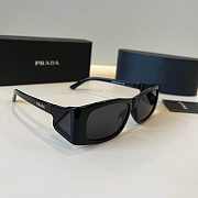  Prada PR B03S rectangular sunglasses in black acetate with grey tinted lenses - 5