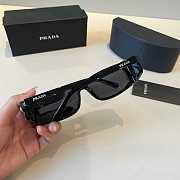  Prada PR B03S rectangular sunglasses in black acetate with grey tinted lenses - 2