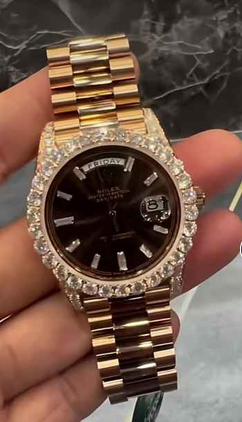 Rolex Oyster Perpetual Day-Date 40 with large custom diamond embellishment