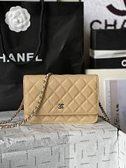 Chanel Classic Quilted Wallet on Chain in beige caviar leather 19x12.5x3cm - 1
