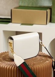 Gucci Horsebit 1955 mini shoulder bag in white leather 20.6*14.4*5.1cm - 4