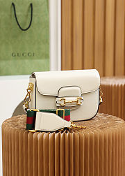 Gucci Horsebit 1955 mini shoulder bag in white leather 20.6*14.4*5.1cm - 3