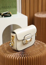 Gucci Horsebit 1955 mini shoulder bag in white leather 20.6*14.4*5.1cm - 2