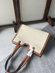 Celine Cabas 16 tote bag in natural textile and tan calfskin with gold finishing 37×15×27 cm - 6
