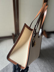 Celine Cabas 16 tote bag in natural textile and tan calfskin with gold finishing 37×15×27 cm - 4