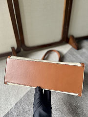 Celine Cabas 16 tote bag in natural textile and tan calfskin with gold finishing 37×15×27 cm - 2