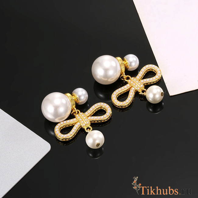 Dior Tribales earrings in champagne-finish metal - 1