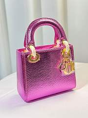 Christian Dior Mini Lady Dior bag in metallic pink Snakeskin leather 17 cm - 1