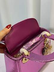 Christian Dior Mini Lady Dior bag in metallic pink Snakeskin leather 17 cm - 6
