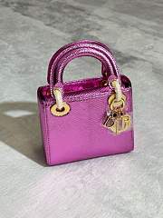 Christian Dior Mini Lady Dior bag in metallic pink Snakeskin leather 17 cm - 3