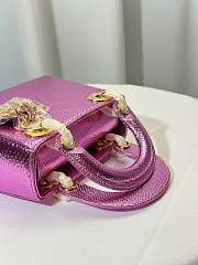 Christian Dior Mini Lady Dior bag in metallic pink Snakeskin leather 17 cm - 4
