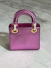 Christian Dior Mini Lady Dior bag in metallic pink Snakeskin leather 17 cm - 2