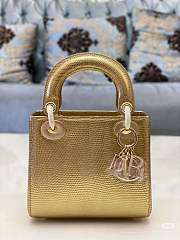 Christian Dior Mini Lady Dior bag in gold Snakeskin skin with gold-tone hardware 17cm - 1