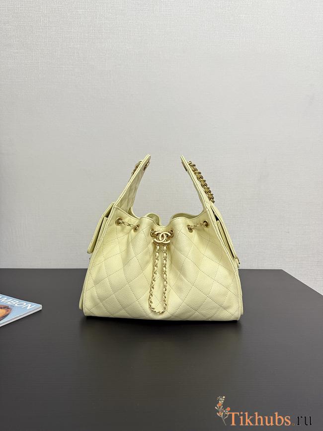 Chanel 25C hobo bag in light yellow color caviar leather 30x26x14 cm - 1