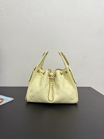 Chanel 25C hobo bag in light yellow color caviar leather 30x26x14 cm
