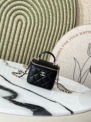 CHANEL  Lambskin Quilted Top Handle Mini Vanity Case With Chain Black 10x7x9 cm - 1