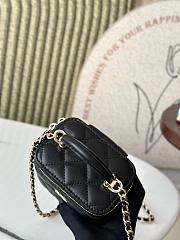 CHANEL  Lambskin Quilted Top Handle Mini Vanity Case With Chain Black 10x7x9 cm - 5