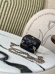 CHANEL  Lambskin Quilted Top Handle Mini Vanity Case With Chain Black 10x7x9 cm - 4