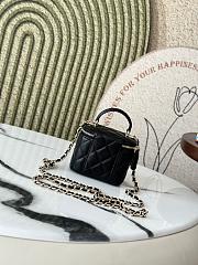 CHANEL  Lambskin Quilted Top Handle Mini Vanity Case With Chain Black 10x7x9 cm - 3