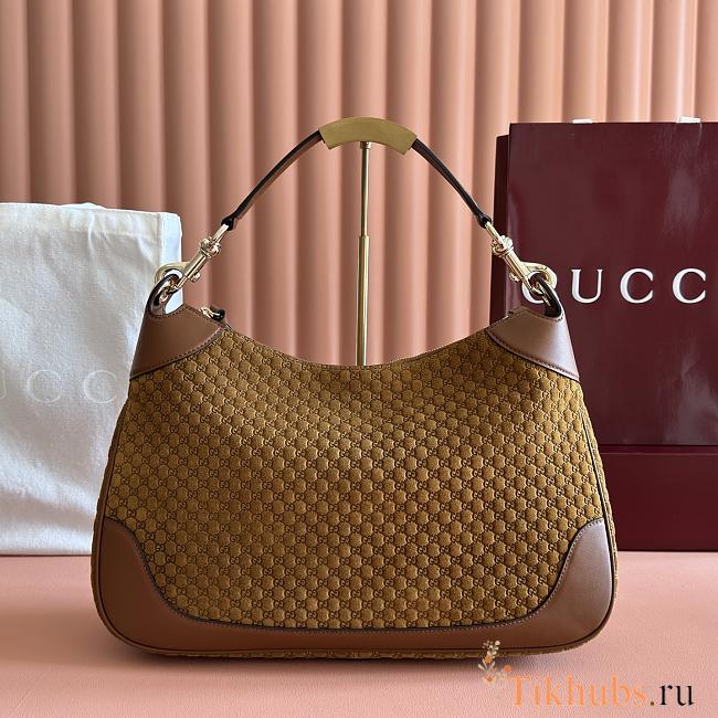 Gucci B medium shoulder bag in brown GG suede bag 40x25x9 cm - 1