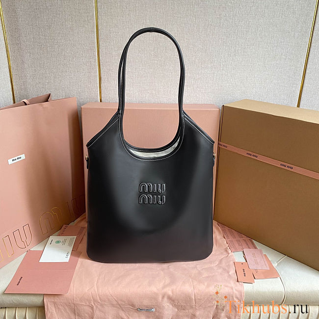 Miu Miu Ivy leather bag in black calf leather 35X40Cm - 1