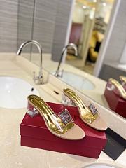 Valentino Garavani women's gold-toned leather slides heel 6 cm - 4