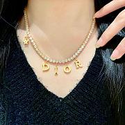 Dior evolution necklace in gold-finish metal and white crystals.  - 6