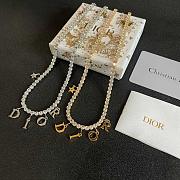 Dior evolution necklace in gold-finish metal and white crystals.  - 4