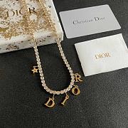 Dior evolution necklace in gold-finish metal and white crystals.  - 3