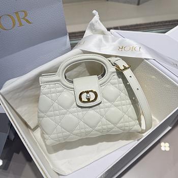  Dior Jolie Top Handle mini bag in white 18.5x13x8.5 cm