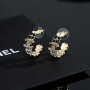  Chanel gold-tone metal hoop earrings with black and clear crystals - 1