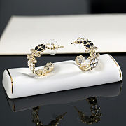  Chanel gold-tone metal hoop earrings with black and clear crystals - 2