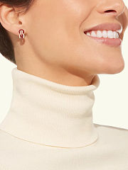 Fred earrings in rose gold with diamonds and rubies - 2