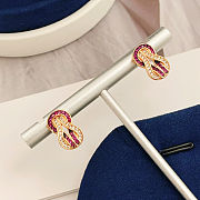 Fred earrings in rose gold with diamonds and rubies - 5