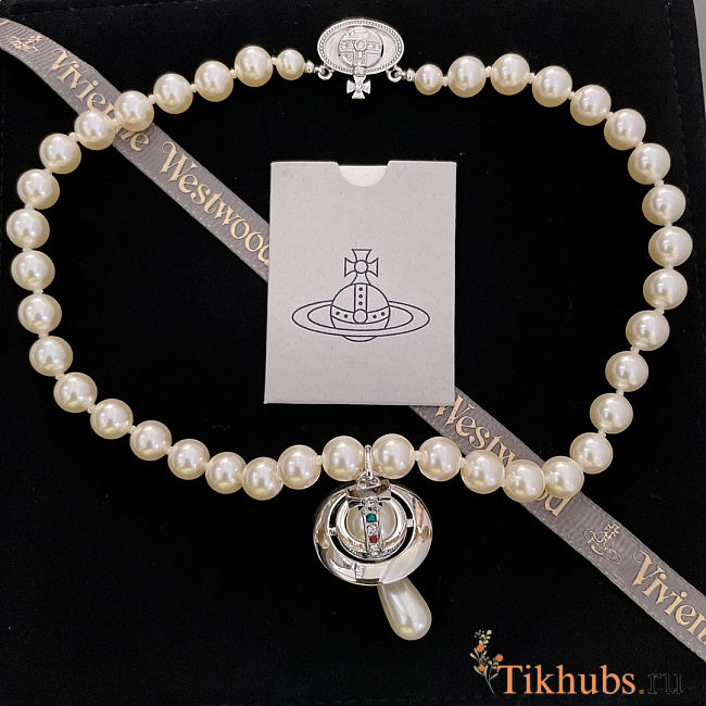 Vivienne Westwood One Row Pearl Drop necklace - 1