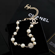 Chanel gold-tone metal and faux pearl necklace  - 4