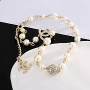 Chanel gold-tone metal and faux pearl necklace  - 5