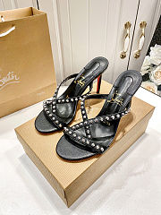 Christian Louboutin Christian Louboutinblack Leather Spikes Tatoosh 80 Mules - 1