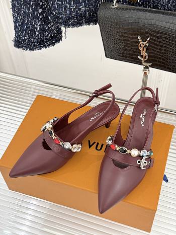 Louis Vuitton LV Vibe Slingback Pumps in bordeaux red lambskin