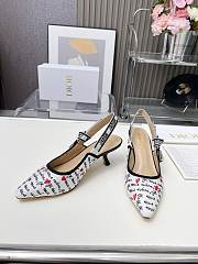 Dioramour J'Adior slingback pumps in white cotton with black and red heel 6.5 cm - 5